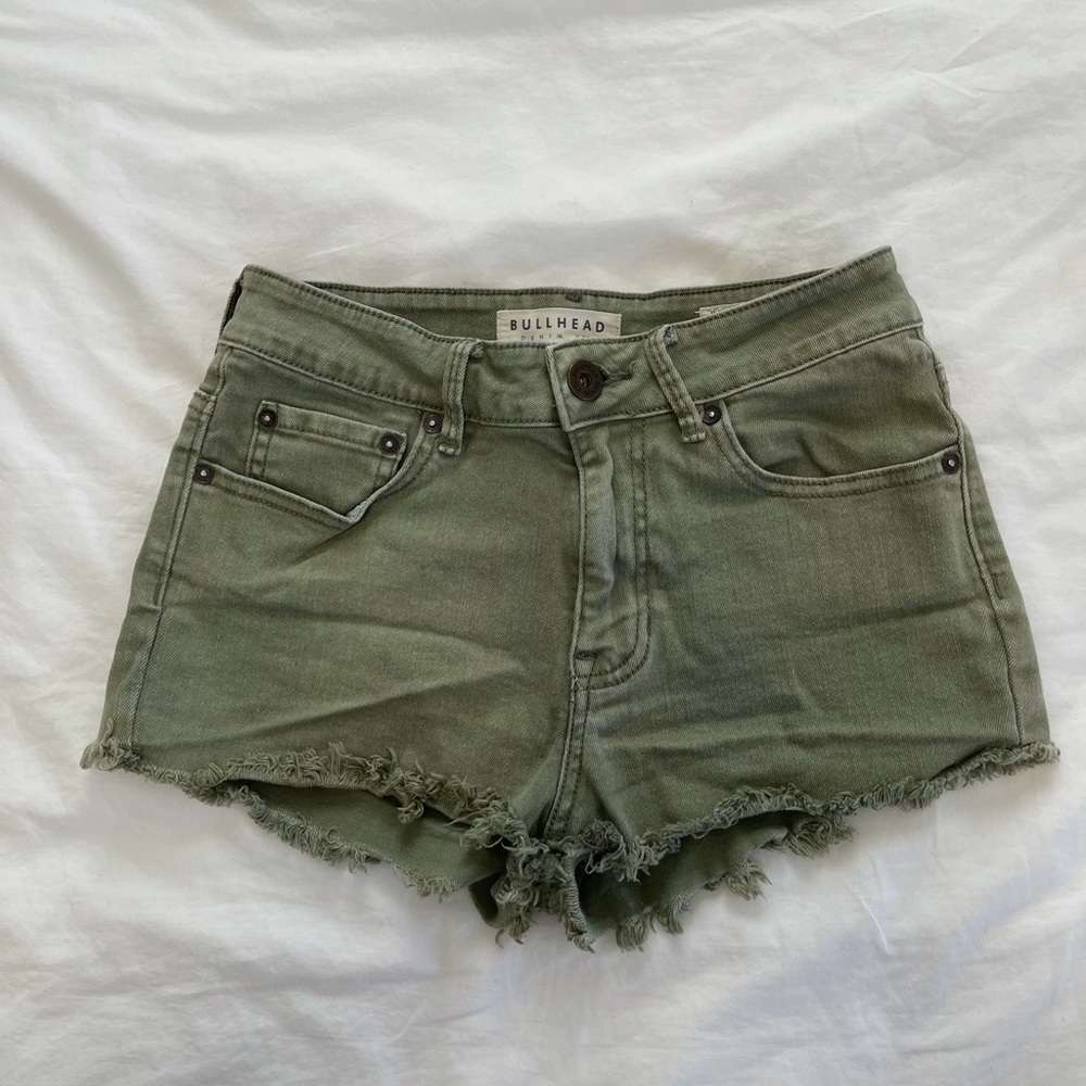 bullhead denim co. Green High-rise Short shorts
